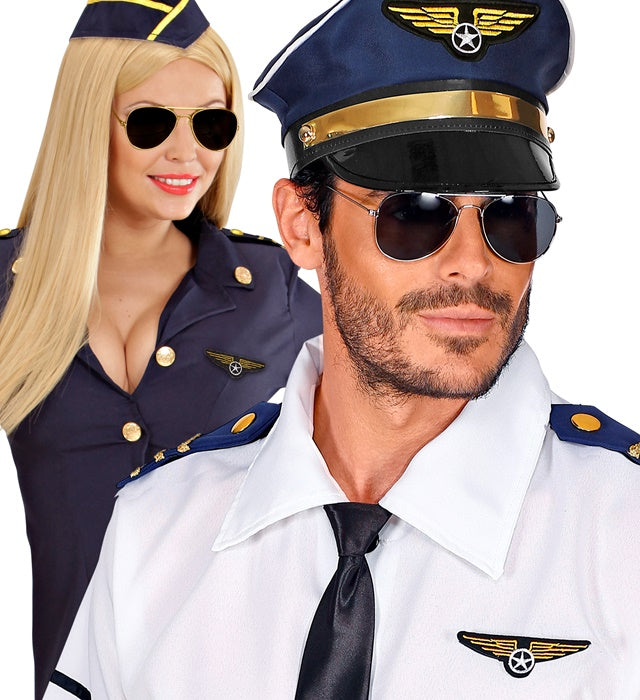 Pilot Set  Glasses, Epauletten, Aviator Pin 