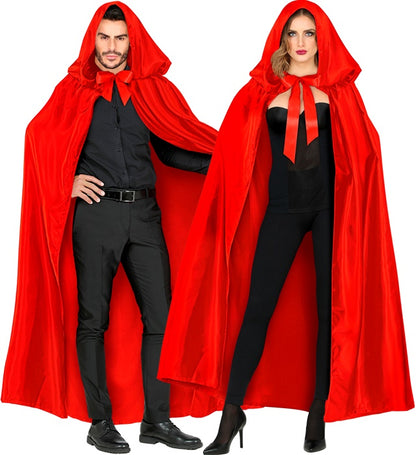 Red Satin Hooded Cape 145 Cm