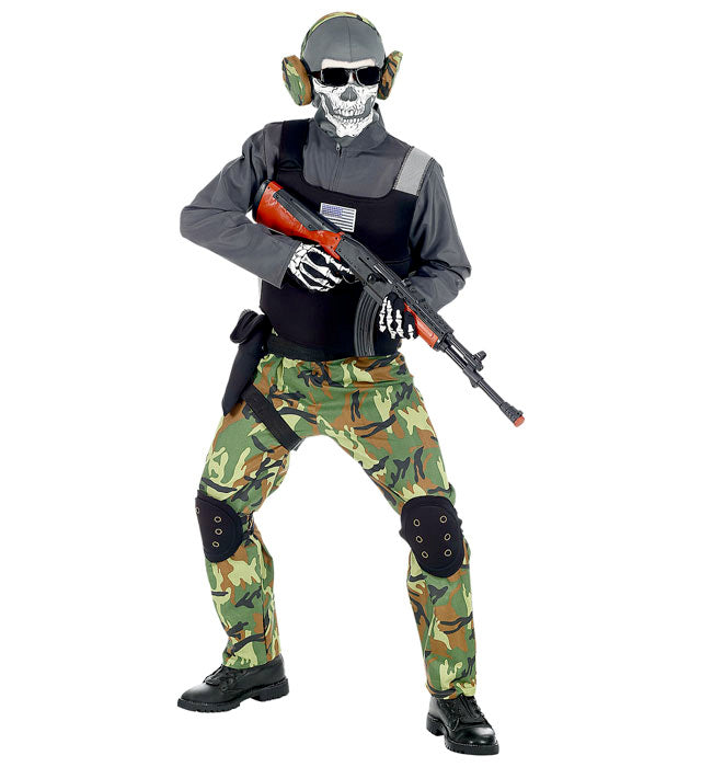 Skeleton Soldier  Overalls, Vest, Knee Pads, Belt, Holster, Mask, Glasses, Earphones 