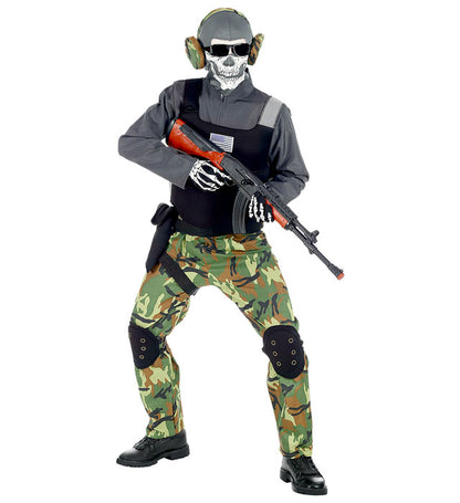 Skeleton Soldier  Overalls, Vest, Knee Pads, Belt, Holster, Mask, Glasses, Earphones 