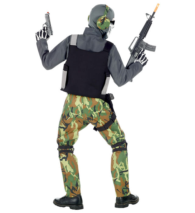Skeleton Soldier  Overalls, Vest, Knee Pads, Belt, Holster, Mask, Glasses, Earphones 