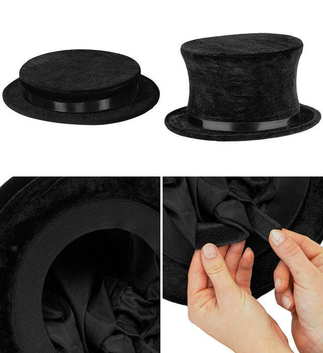 Collapsible Top Hat Velvet 14 Cm