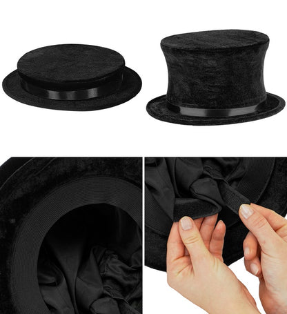 Collapsible Top Hat Velvet 14 Cm