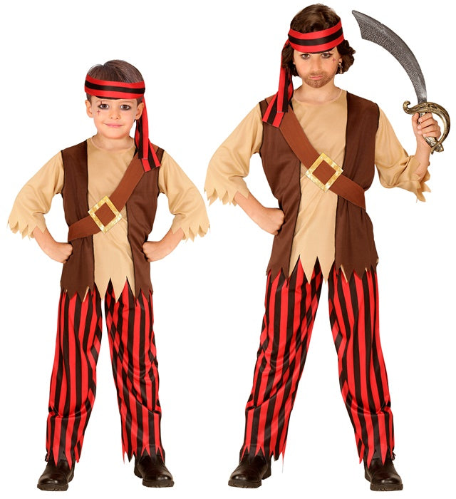 Pirate  Shirt With Vest And Belt, Pants, Head Scarf 