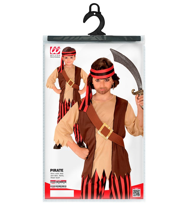 Pirate  Shirt With Vest And Belt, Pants, Head Scarf 