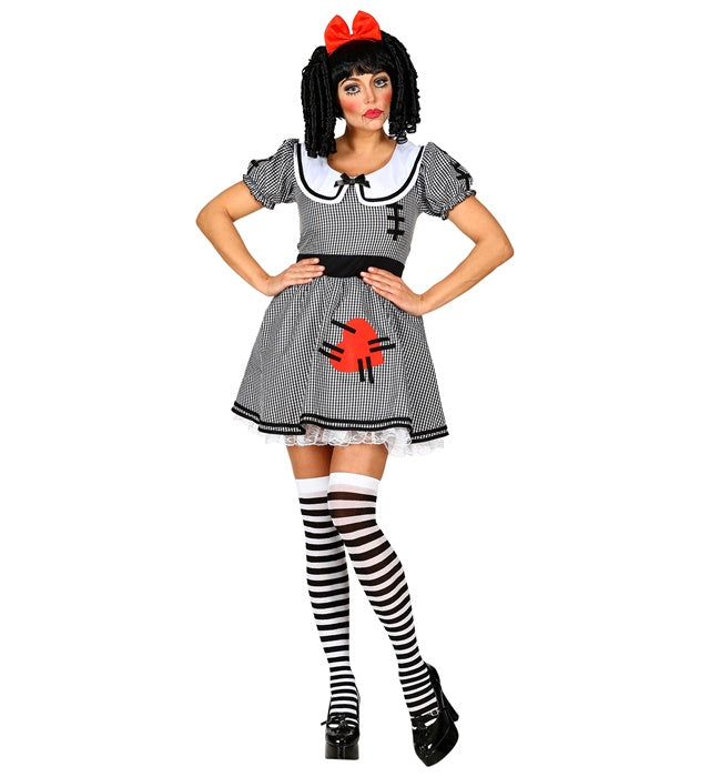Creepy Doll  Dress With Crinoline Underskirt, Hair Bow 