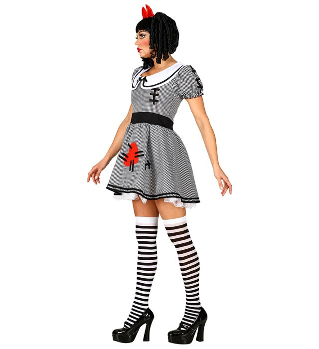 Creepy Doll  Dress With Crinoline Underskirt, Hair Bow 