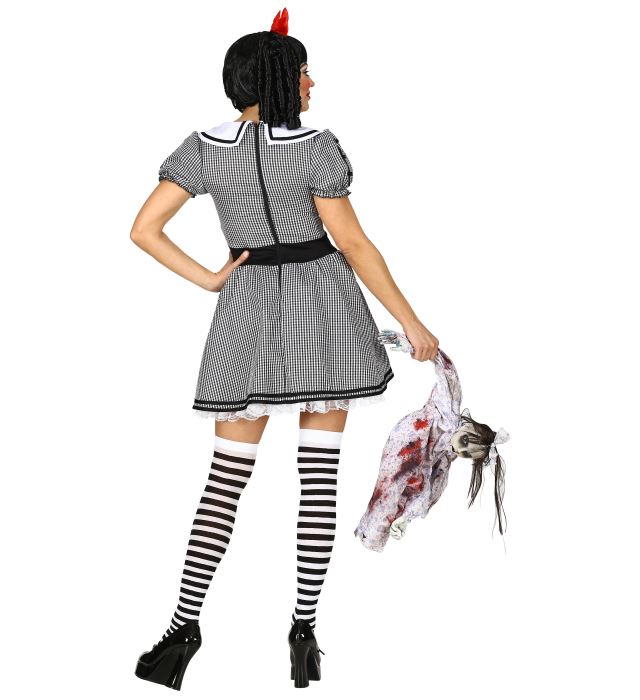 Creepy Doll  Dress With Crinoline Underskirt, Hair Bow 