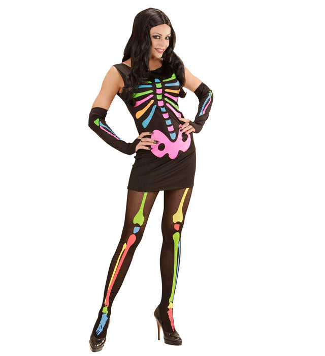 Neon Skeleton  Dress, Arm Warmers 