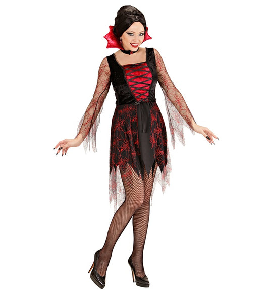 Spiderweb Vampiria  Dress, Collar With Gem 
