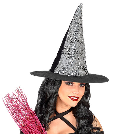 Reversible Purple/Silver Sequin Witch Hat