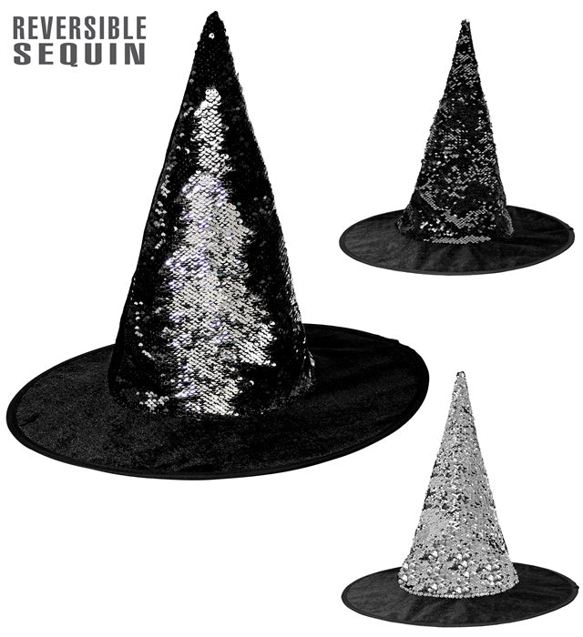 Reversible Black/Silver Sequin Witch Hat