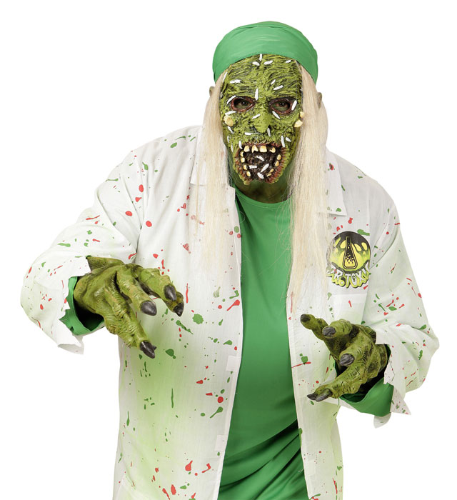Toxic Zombie Half Face Mask With Hair