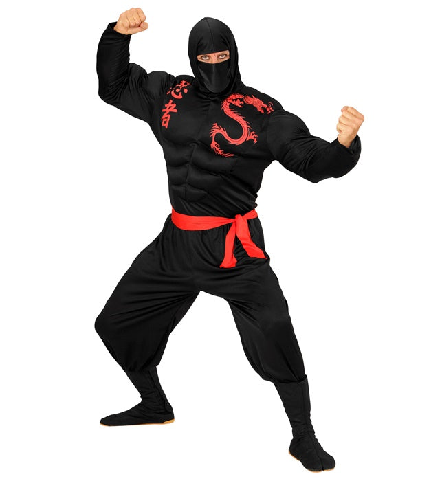 Super Muscle Ninja  Hooded Muscle Shirt, Face Mask, Pants, Belt 