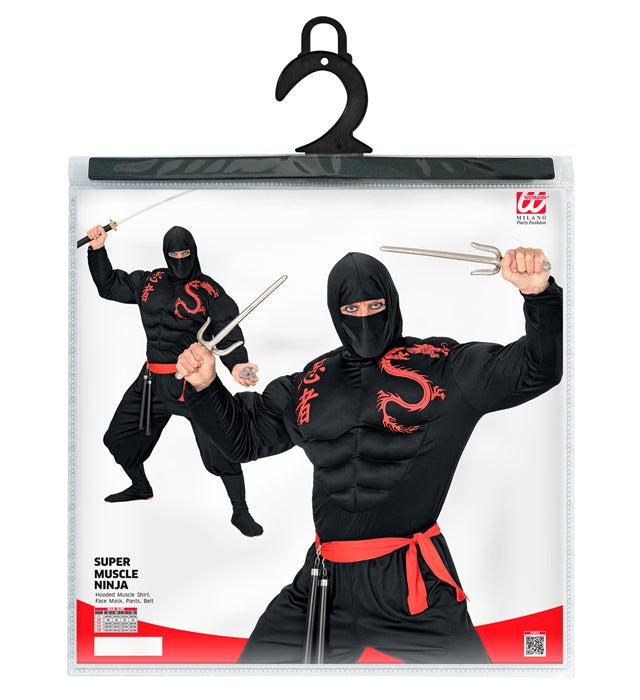 Super Muscle Ninja  Hooded Muscle Shirt, Face Mask, Pants, Belt 