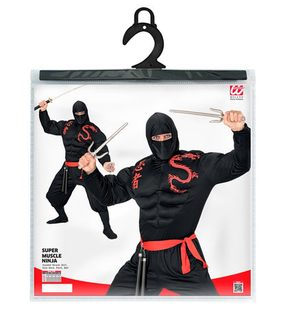 Super Muscle Ninja  Hooded Muscle Shirt, Face Mask, Pants, Belt 