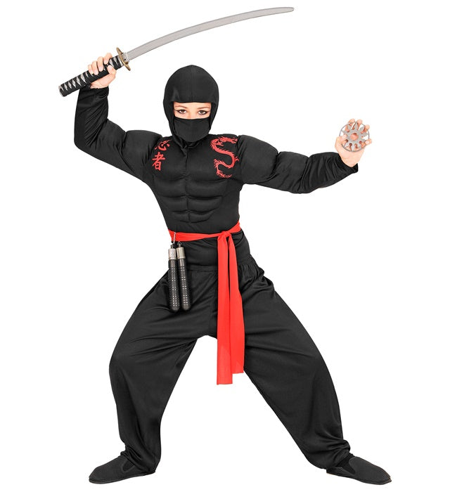 Super Muscle Ninja  Hooded Muscle Shirt, Face Mask, Pants, Belt 