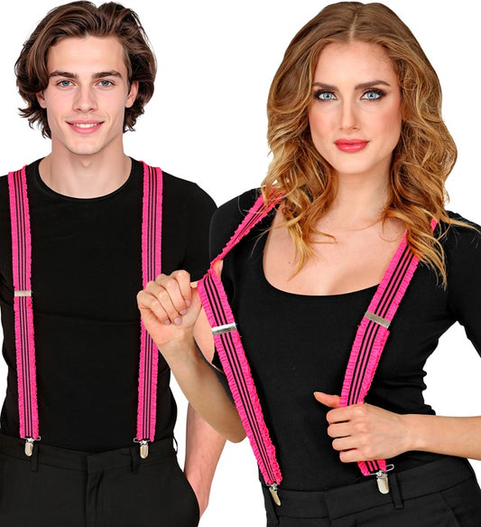 Neon Pink Ruffle Braces