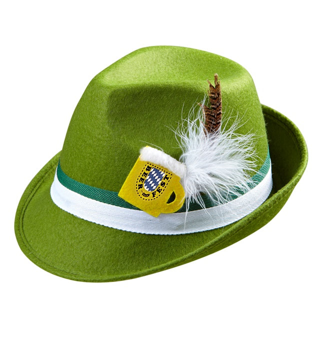 Felt Bavarian Fedora With Feather & Beer Mug