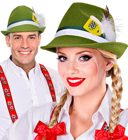 Felt Bavarian Fedora With Feather & Beer Mug