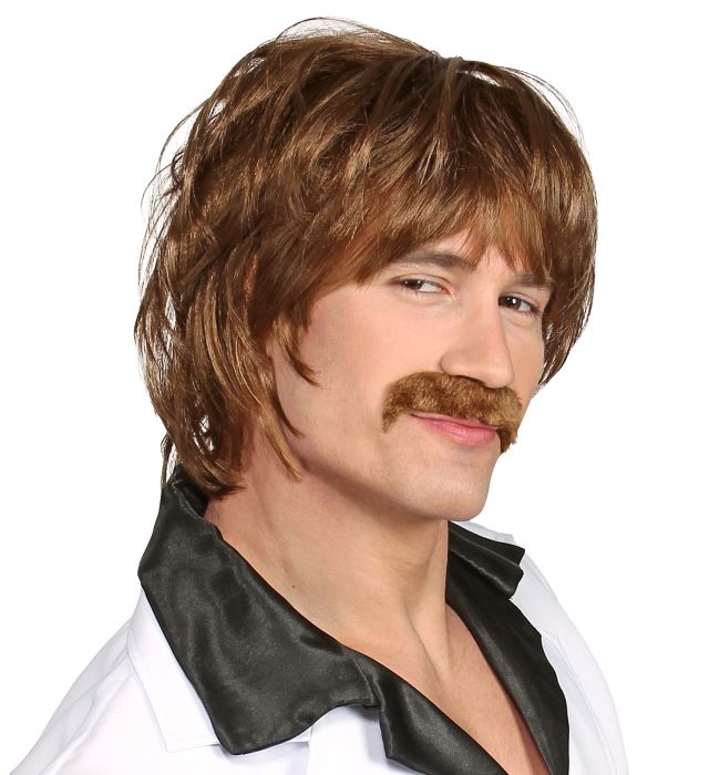 60S Mod Shag Wig With Moustache In Box
