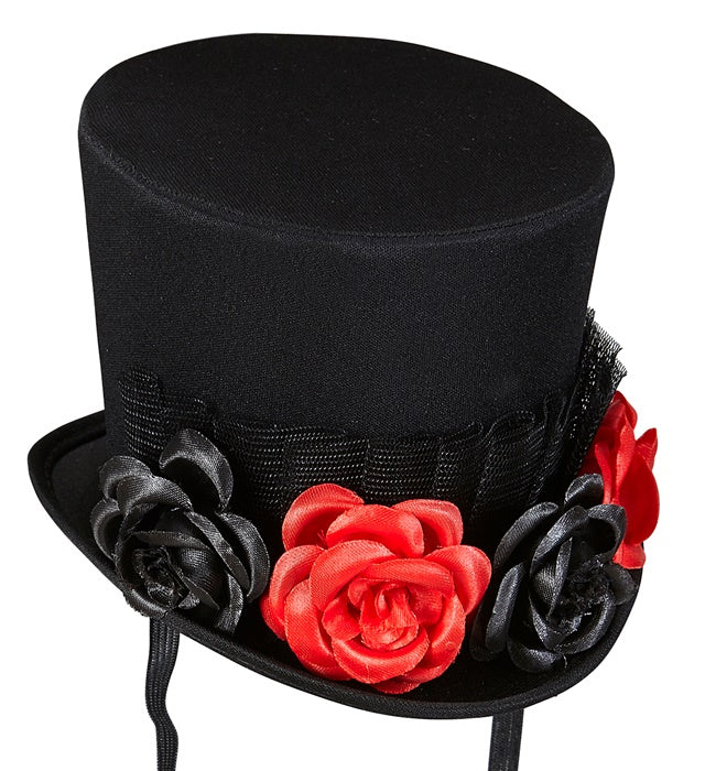 Mini Top Hat With Tulle & 4 Roses