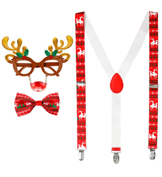 Reindeer  Glasses, Braces, Bow Tie 