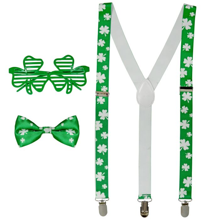 St. Patrick'S Day  Glasses, Braces, Bow Tie 
