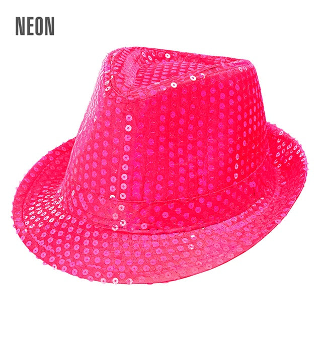 Neon Pink Sequined Fedora