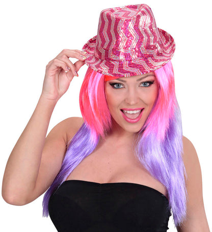 Zig Zag Sequined Fedora 3 Colorsassorted  4 Pink, 4 Purple, 4 Turquoise 