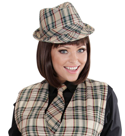 Beige Tartan Fedora