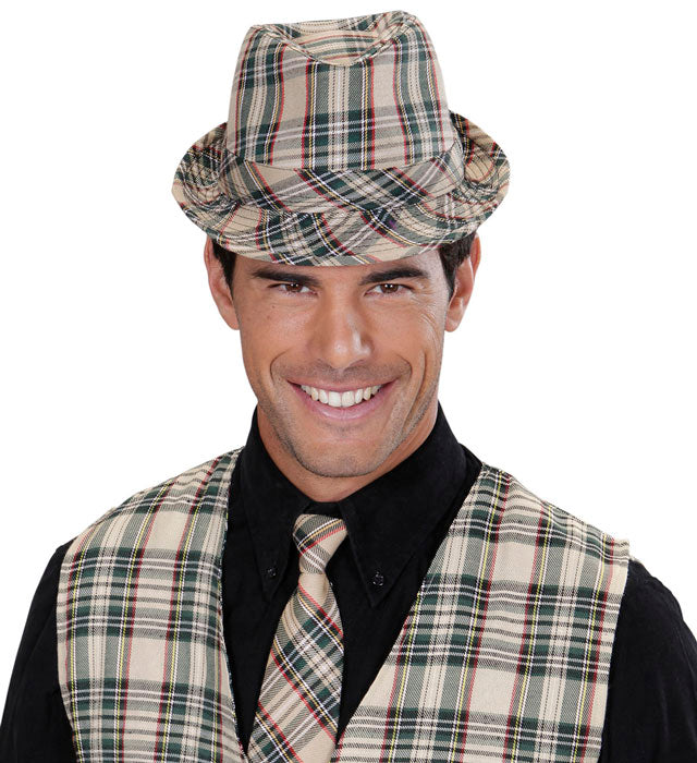 Beige Tartan Fedora