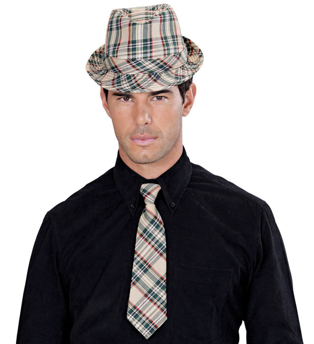 Beige Tartan Fedora