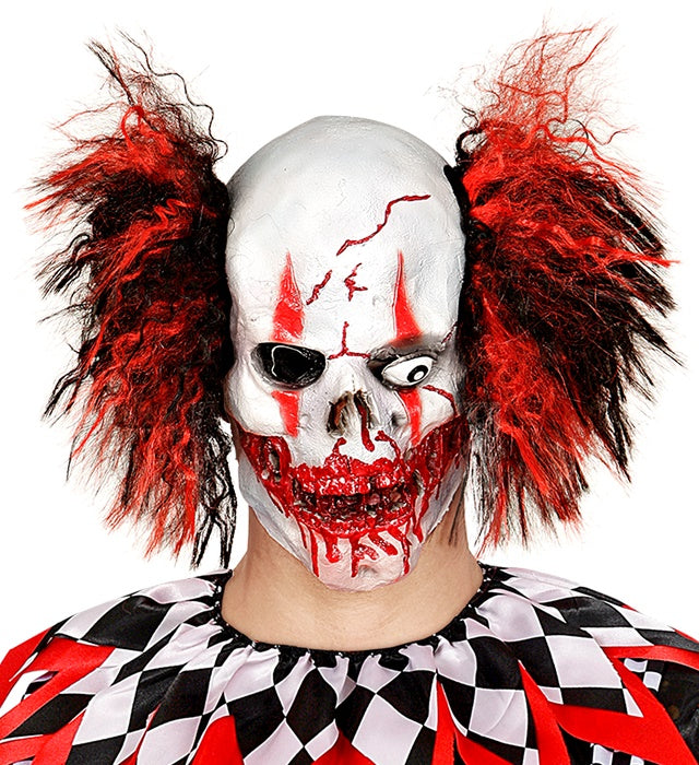 Bloody Clown Skull Mask With Hair