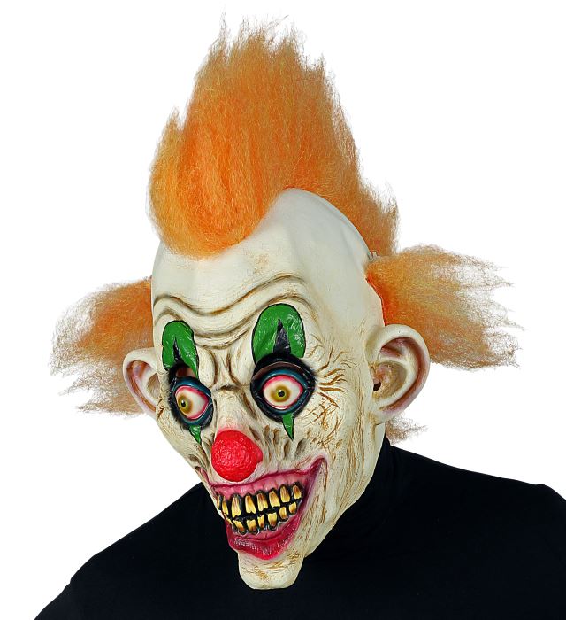 Horror Circus Clown Full Head Mask With Hair