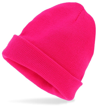 Hat Beanie Neon Pink Wool Look