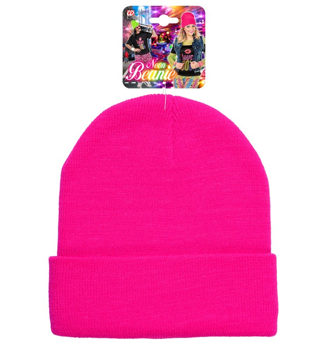 Hat Beanie Neon Pink Wool Look
