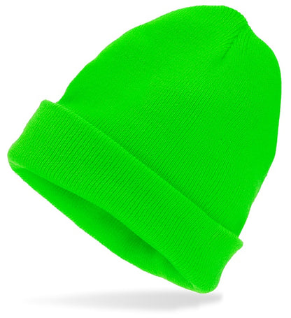 Hat Beanie  Neon Green Wool Look 