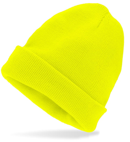 Hat Beanie Neon Yellow Wool Look