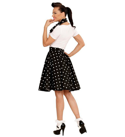 Black 50S Polka Dots Skirt & Neckscarf