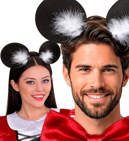 Mouse Ears Headband With Marabou