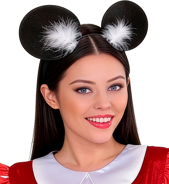 Mouse Ears Headband With Marabou