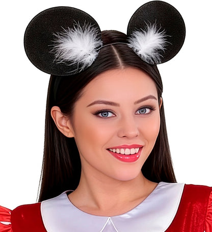 Mouse Ears Headband With Marabou