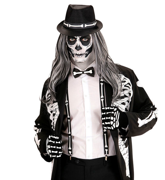 Skeleton  Bone Braces, Bow Tie, Gloves & Hat 