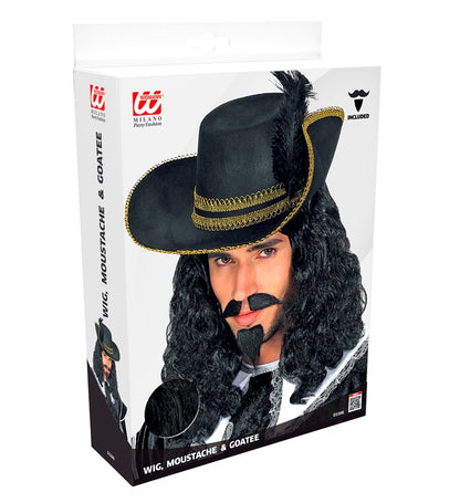 Musketeer Wig, Moustache And Goatee In Box