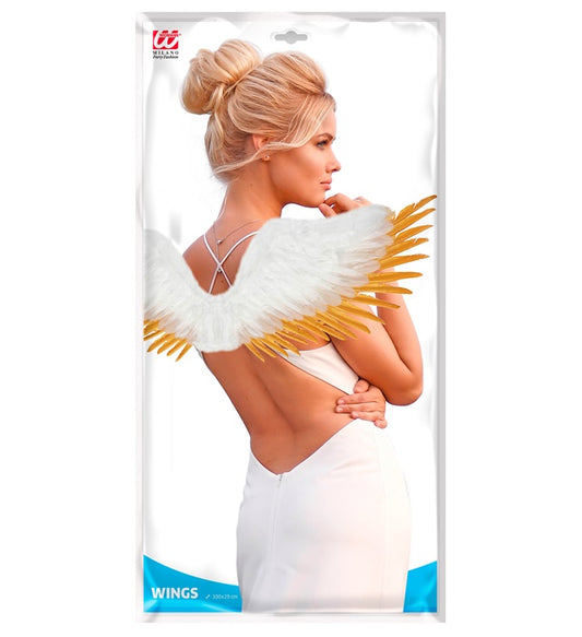 White & Gold Feathered Wings 100X25 Cm