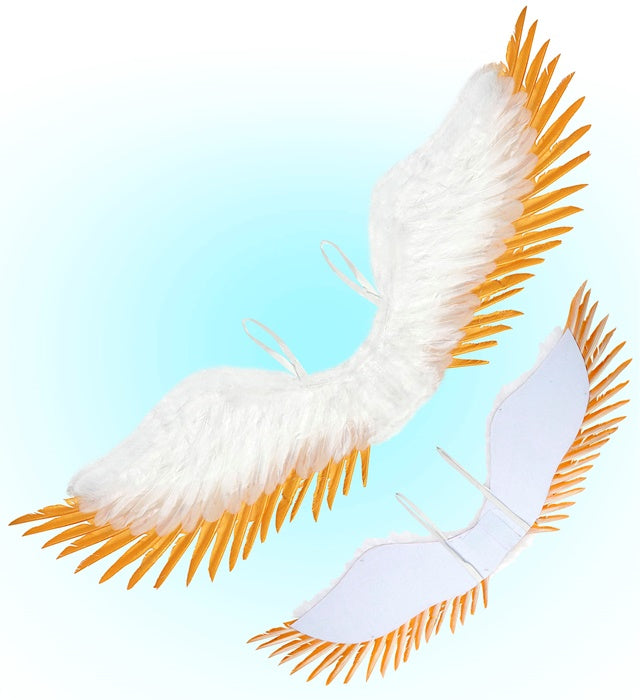 White & Gold Feathered Wings 100X25 Cm