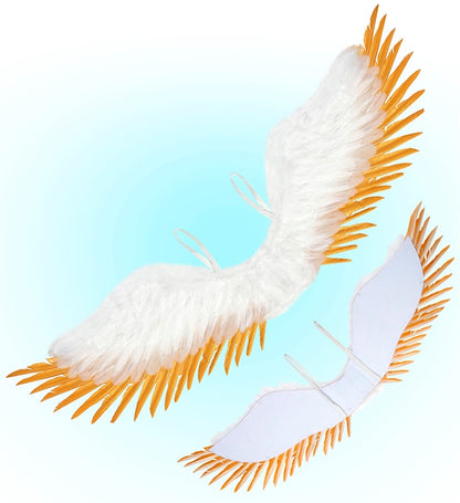 White & Gold Feathered Wings 100X25 Cm