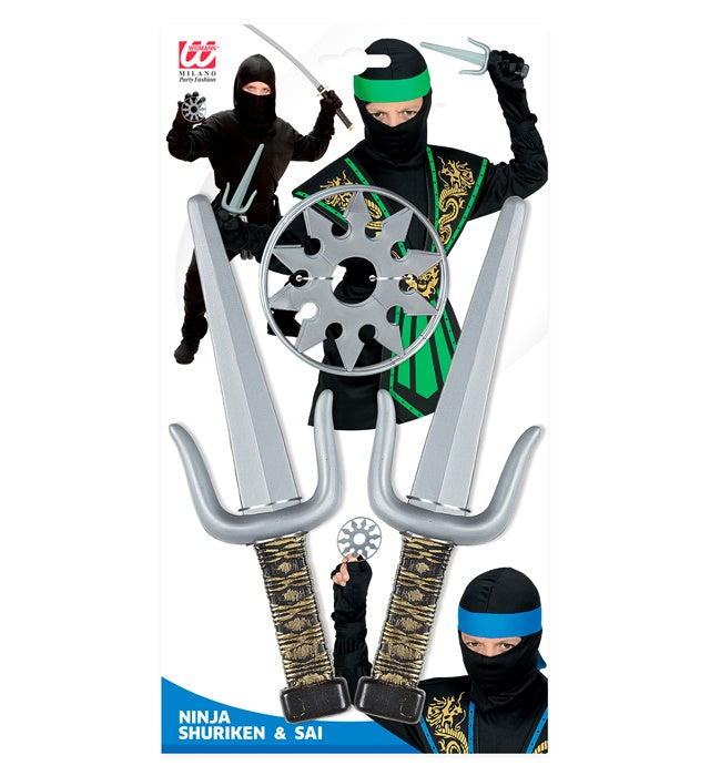 Ninja Weapons Set  Pair Of Sai &2 Shuriken 