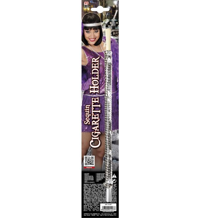 Silver Sequin Cigarette Holder 30 Cm